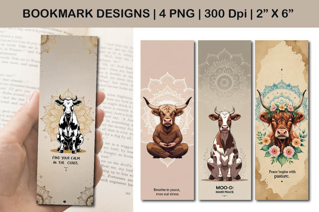 cow bookmark design, yoga bookmark design, meditation bookmark design Sublimation Paper Switch 