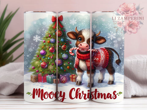 Cow Christmas Gift, Mooey Christmas, Tumbler Wrap Design, Holiday Drinkware, Sublimation PNG, Cute Cow Design, 20oz Tumbler, Farmhouse Christmas Decor Sublimation Li Zamperini 