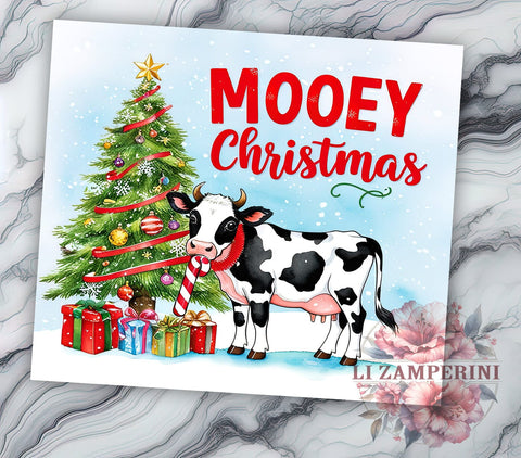 Cow Christmas Gift, Mooey Christmas, Tumbler Wrap Design, Holiday Drinkware, Sublimation PNG, Cute Cow Design, 20oz Tumbler, Farmhouse Christmas Decor Sublimation Li Zamperini 
