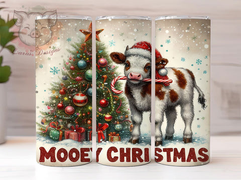 Cow Christmas Tumbler, Mooey Christmas Design, 20oz Tumbler Wrap, Farmhouse Holiday Decor, Cute Cow Gift, Sublimation PNG, Animal Lover Gift, Digital Download Sublimation Lara' s Designs 