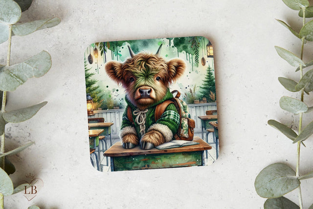 Cow Coaster Sublimation, Cute Square Coaster PNG Sublimation BijouBay 