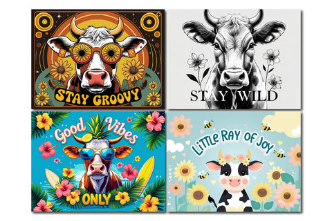 Cow cutting board design, stay groovy cow Sublimation Paper Switch 