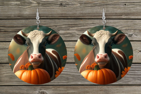 Cow Earring Bundle. Fall Teardrop Earrings PNG Sublimation Olga Terlyanskaya 