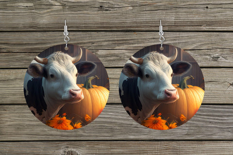 Cow Earring Bundle. Fall Teardrop Earrings PNG Sublimation Olga Terlyanskaya 