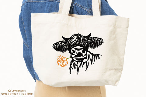 Cow Face Svg, Highland Cow Svg, Cow Head with a flower Svg, Cow Svg SVG Artinrhythm shop 