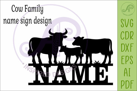 Cow Family Name Sign, Farm lovers SVG for Laser cutting SVG APInspireddesigns 