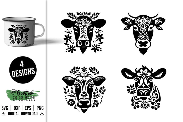 Cow folk art SVG files SVG Boertiek 