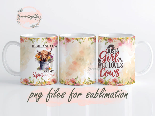 Cow Gifts for Cow Lovers, Highland Cow Mug, Spirit Animal Mug, Cow Lovers Gifts for Women, Birthday Gifts for Cow Lovers, Christmas Mug Sublimation Design Sublimation PrintingLife 