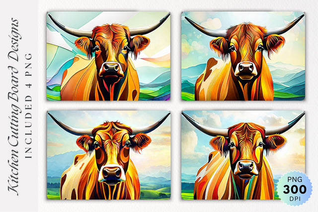 Cow Glass Cutting Board PNG Design Sublimation Regulrcrative 