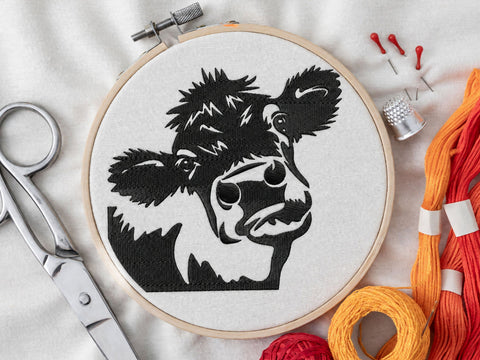 Cow head Embroidery Design File, Farm animal Embroidery, Calf funny face, Farmhouse Cow Head Embroidery, Cute Farm Animal Embroidery File Embroidery/Applique DESIGNS DesignDestine 