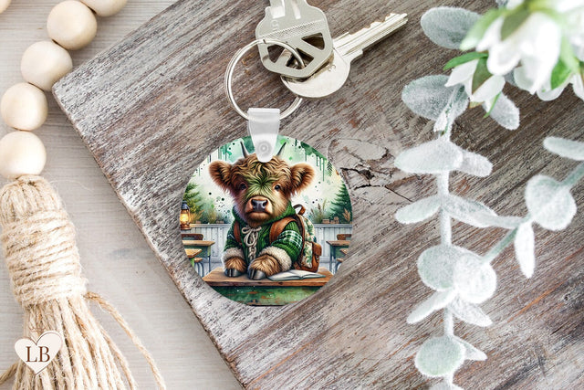 Cow Keychain Sublimation, Whimsical Key Ring PNG Sublimation BijouBay 