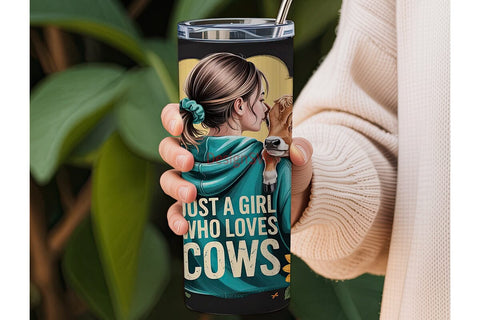 Cow Lover Girl 20oz Tumbler Wrap Sublimation DesignSVG 