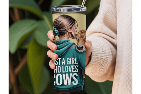 Cow Lover Girl 20oz Tumbler Wrap Sublimation DesignSVG 
