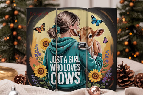 Cow Lover Girl 20oz Tumbler Wrap Sublimation DesignSVG 