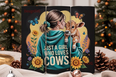 Cow Lover Girl 20oz Tumbler Wrap Sublimation DesignSVG 