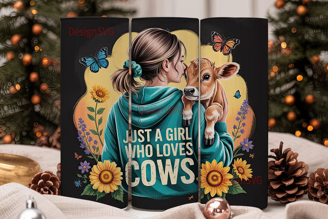 Cow Lover Girl 20oz Tumbler Wrap Sublimation DesignSVG 