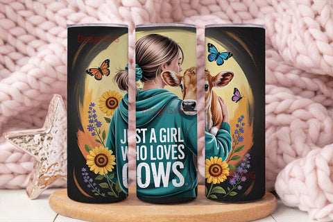 Cow Lover Girl 20oz Tumbler Wrap Sublimation DesignSVG 