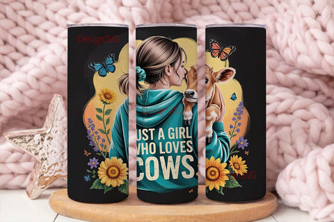 Cow Lover Girl 20oz Tumbler Wrap Sublimation DesignSVG 