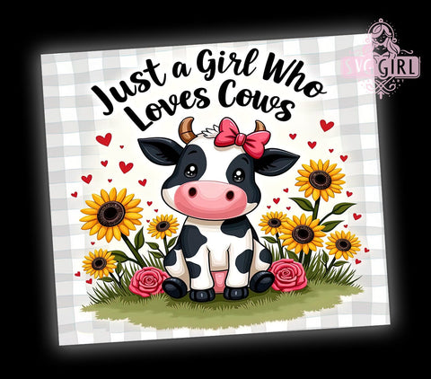 Cow Lover Tumbler Wrap, Cute Cow PNG, Sunflower and Rose Tumbler, 20oz Sublimation Design, Farmhouse Decor Tumbler, Animal Lover Drinkware, Girls Who Love Cows Tumbler Sublimation SvggirlplusArt 