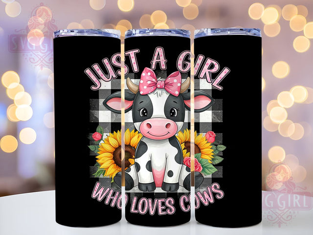 Cow Lover Tumbler Wrap, Cute Cow PNG, Sunflower and Rose Tumbler, 20oz Sublimation Design, Farmhouse Decor Tumbler, Animal Lover Drinkware, Girls Who Love Cows Tumbler Sublimation SvggirlplusArt 