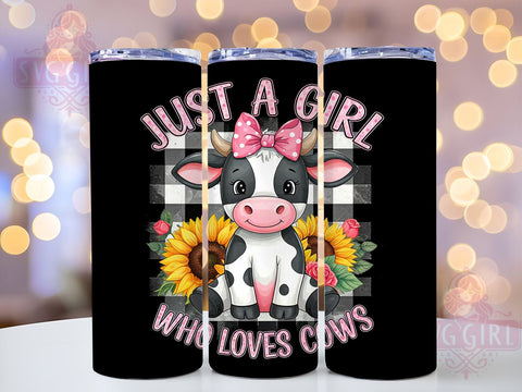 Cow Lover Tumbler Wrap, Cute Cow PNG, Sunflower and Rose Tumbler, 20oz Sublimation Design, Farmhouse Decor Tumbler, Animal Lover Drinkware, Girls Who Love Cows Tumbler Sublimation SvggirlplusArt 