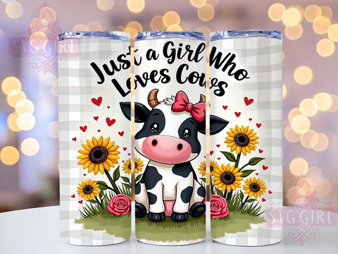Cow Lover Tumbler Wrap, Cute Cow PNG, Sunflower and Rose Tumbler, 20oz Sublimation Design, Farmhouse Decor Tumbler, Animal Lover Drinkware, Girls Who Love Cows Tumbler Sublimation SvggirlplusArt 