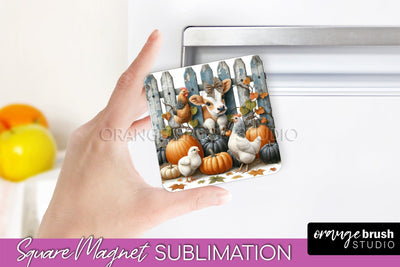 Cow Magnet Sublimation - Fall Magnet Design Thanksgiving PNG Sublimation OrangeBrushStudio 