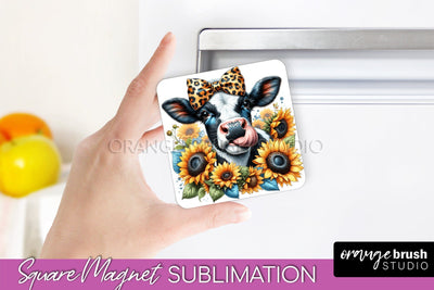 Cow Magnet Sublimation - Fall Magnet Design Thanksgiving PNG Sublimation OrangeBrushStudio 