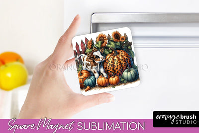Cow Magnet Sublimation - Fall Magnet Design Thanksgiving PNG Sublimation OrangeBrushStudio 