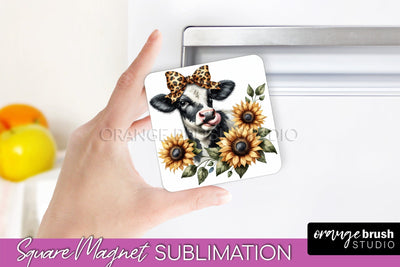 Cow Magnet Sublimation - Fall Magnet Design Thanksgiving PNG Sublimation OrangeBrushStudio 