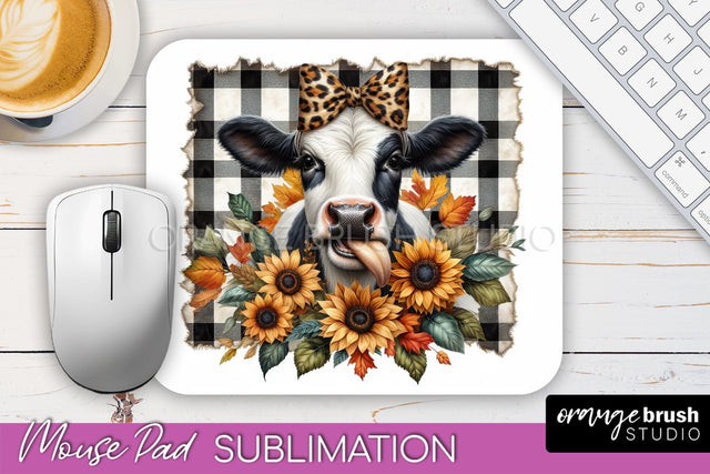 Cow Mouse Pad Design - Fall Pumpkin Sublimation Mousepad Sublimation OrangeBrushStudio 