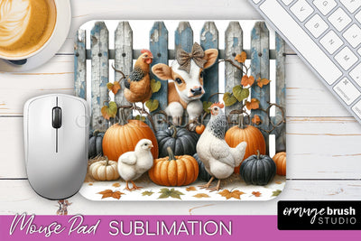 Cow Mouse Pad Design - Fall Pumpkin Sublimation Mousepad Sublimation OrangeBrushStudio 
