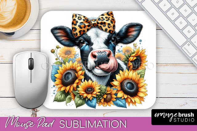 Cow Mouse Pad Design - Fall Pumpkin Sublimation Mousepad Sublimation OrangeBrushStudio 
