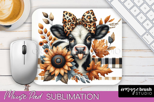 Cow Mouse Pad Design - Fall Pumpkin Sublimation Mousepad Sublimation OrangeBrushStudio 