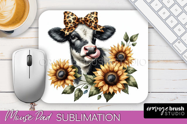 Cow Mouse Pad Design - Fall Pumpkin Sublimation Mousepad Sublimation OrangeBrushStudio 