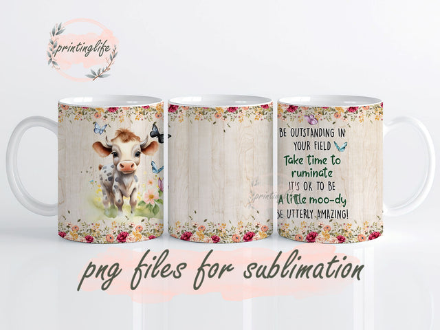 Cow Mug Wrap Design, Instant Digital Design Download Mug Wrap Design, Mug Design PNG Sublimation PrintingLife 