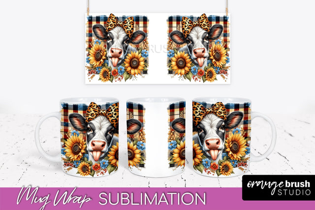 Cow Mug Wrap - Fall Pumpkin Mug PNG Sublimation Design Sublimation OrangeBrushStudio 