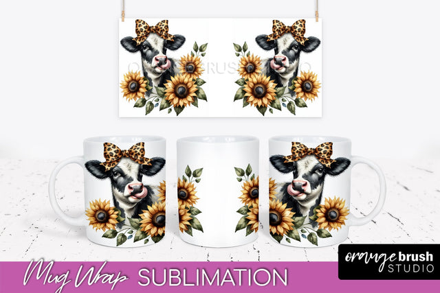 Cow Mug Wrap - Fall Pumpkin Mug PNG Sublimation Design Sublimation OrangeBrushStudio 