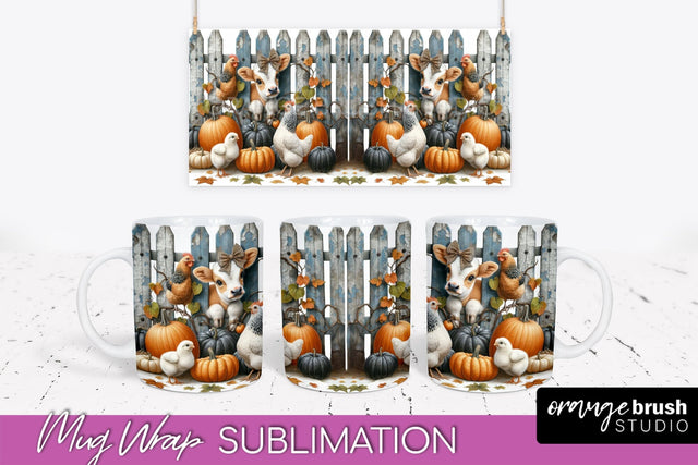 Cow Mug Wrap - Fall Pumpkin Mug PNG Sublimation Design Sublimation OrangeBrushStudio 