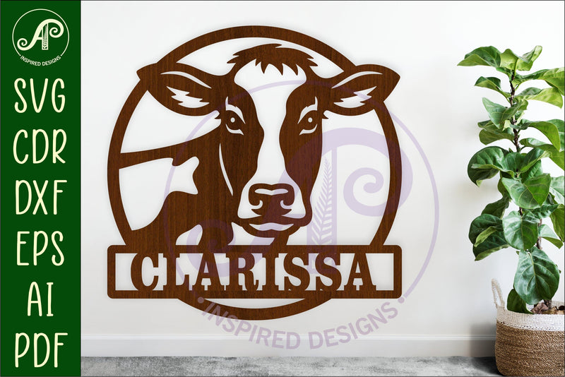 Cow Name Sign SVG - Holstein Cow Nursery Name Sign SVG APInspireddesigns 