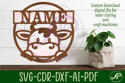 Cow name sign svg laser cut template SVG APInspireddesigns 