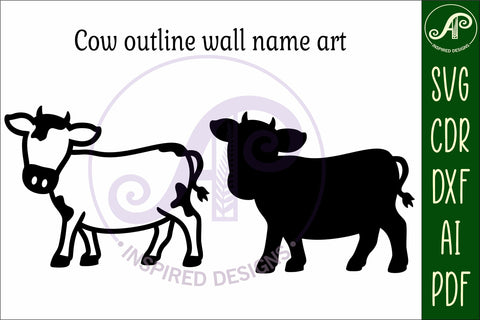 Cow outline two layer name sign SVG APInspireddesigns 