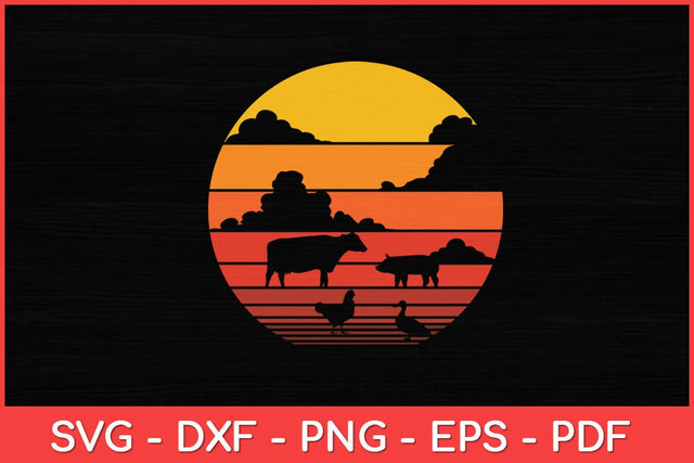 Cow Pig Chicken & Duck Vintage Retro Style Funny Svg Design SVG artprintfile 