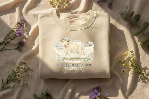 Cow Png Bundle, Cottage Cow Png, Farm Life Quote Bundle, Gentle and Kind Png, Life Is Better on the Farm, Slow Down and Moo Png Digital Art SVG TiffsCraftyCreations 