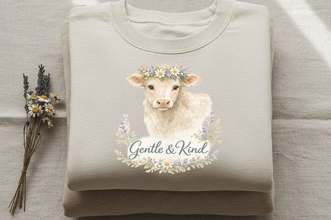 Cow Png Bundle, Cottage Cow Png, Farm Life Quote Bundle, Gentle and Kind Png, Life Is Better on the Farm, Slow Down and Moo Png Digital Art SVG TiffsCraftyCreations 