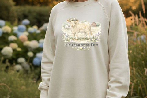 Cow Png Bundle, Cottage Cow Png, Farm Life Quote Bundle, Gentle and Kind Png, Life Is Better on the Farm, Slow Down and Moo Png Digital Art SVG TiffsCraftyCreations 