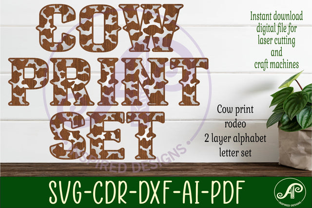 Cow print letters alphabet set x 26 SVG APInspireddesigns 