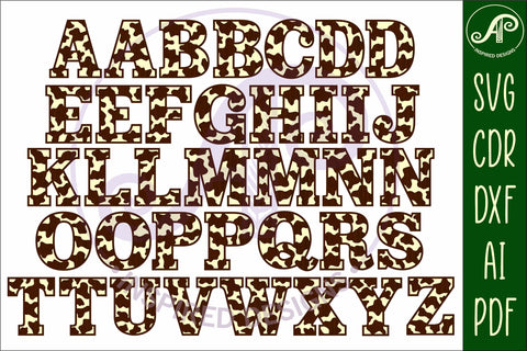 Cow print letters alphabet set x 37 SVG APInspireddesigns 