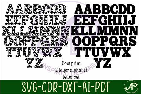 Cow print letters alphabet set x 37 SVG APInspireddesigns 