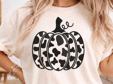 Cow Print Pumpkin Embroidery Design, Farmhouse Fall Machine Embroidery Pattern, Western Halloween Pumpkin, Autumn Harvest Embroidery/Applique DESIGNS DesignDestine 